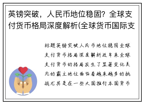 英镑突破，人民币地位稳固？全球支付货币格局深度解析(全球货币国际支付占比)