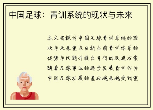 中国足球：青训系统的现状与未来