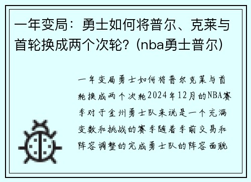 一年变局:勇士如何将普尔、克莱与首轮换成两个次轮?(nba勇士普尔) 一年变局:勇士如何将普尔、克莱与首轮换成两个次轮?(nba勇士普尔)