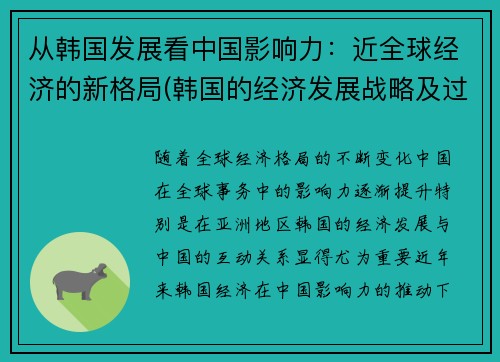 从韩国发展看中国影响力:近全球经济的新格局(韩国的经济发展战略及过程) 从韩国发展看中国影响力:近全球经济的新格局(韩国的经济发展战略及过程)