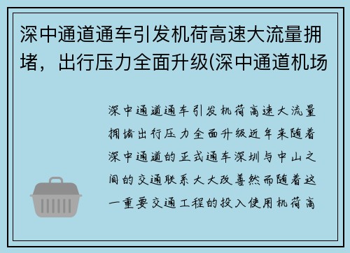深中通道通车引发机荷高速大流量拥堵,出行压力全面升级(深中通道机场互通规划图) 深中通道通车引发机荷高速大流量拥堵,出行压力全面升级(深中通道机场互通规划图)